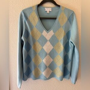 Charter Club Cashmere Argyle V-Neck Sweater